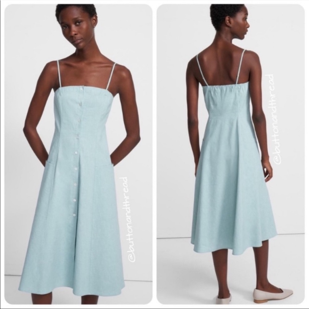 NWT-Theory Chic, Classic Beauty Wardrobe Staple! Sky Blue Button Front Day Dress